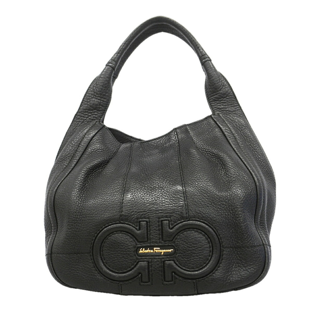 Salvatore Ferragamo Gancini Leather Tote Bag, Black, Women's